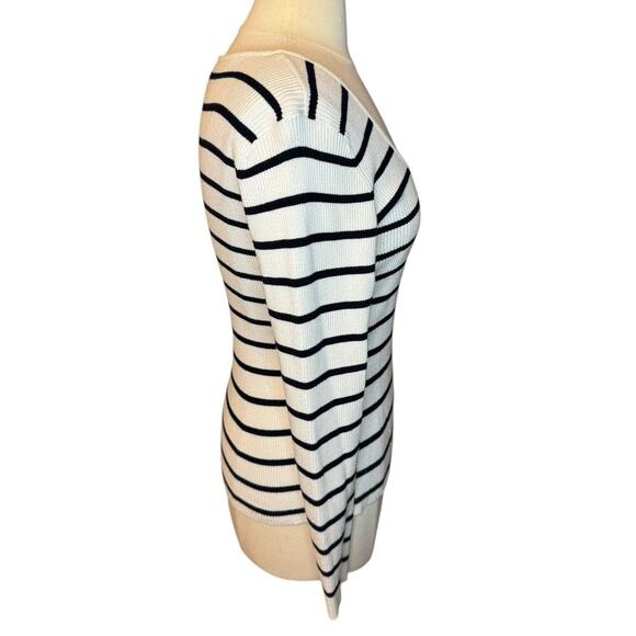 RD Style Square Neck Rib Knit Sweater XL Black White Stripe - Picture 5 of 6